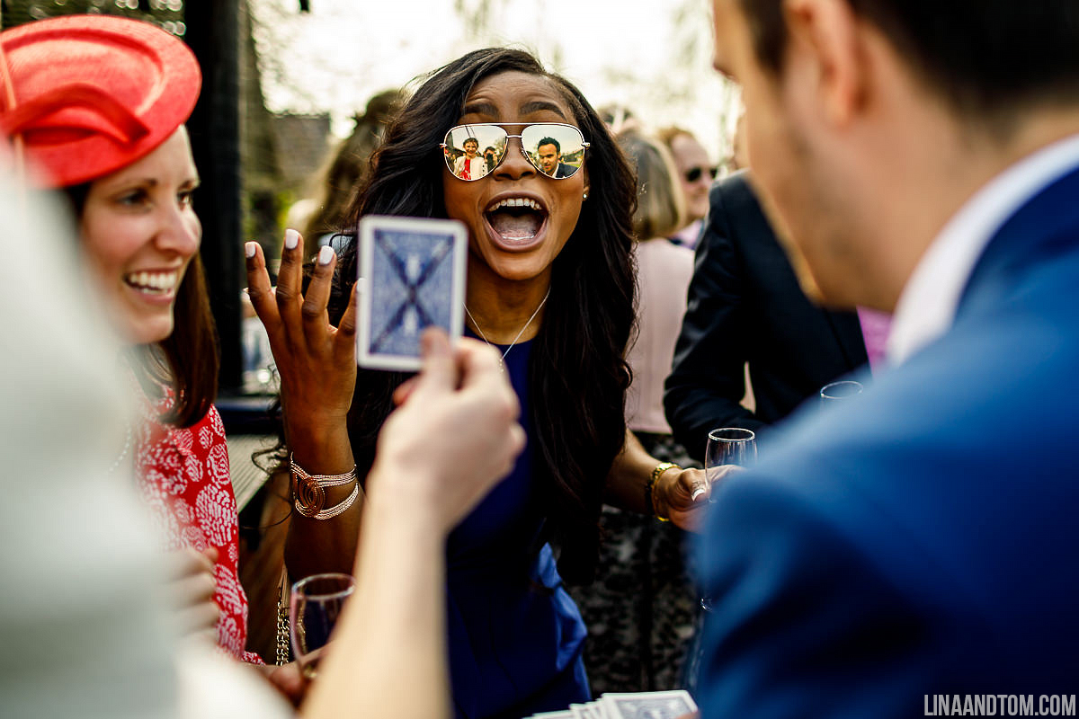 Guest holding card in shock